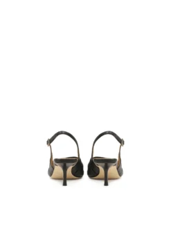 Czarne czółenka slingback z marszczoną cholewką