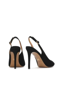 Czarne czółenka z odkrytą piętą i noskiem typu peep toe