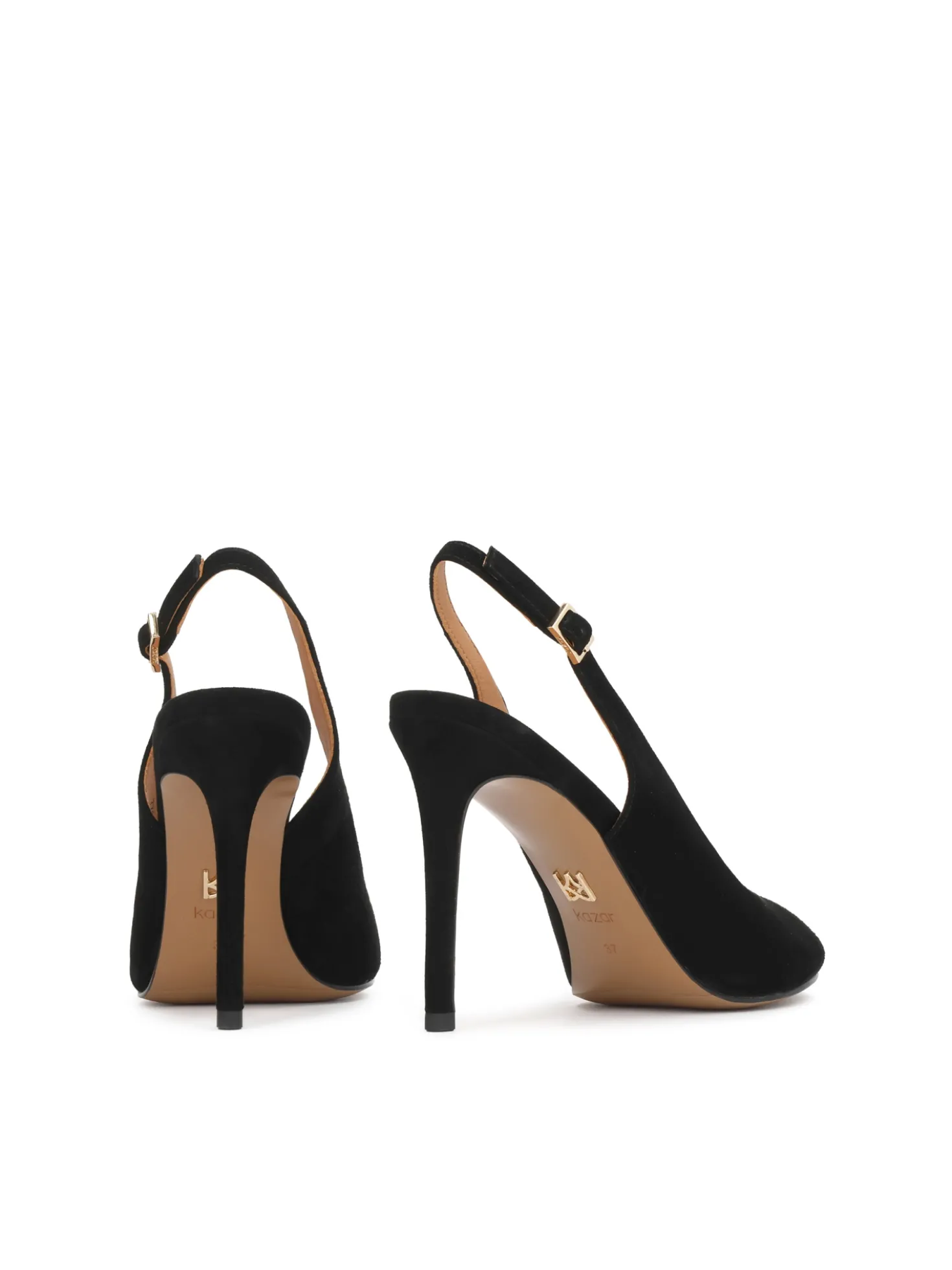 Czarne czółenka z odkrytą piętą i noskiem typu peep toe