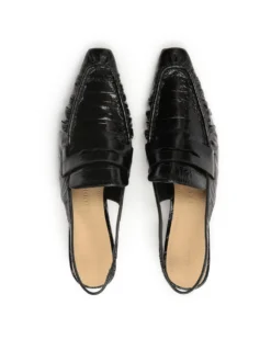 Czarne czółenka z otwartą piętą na obcasie typu slingback