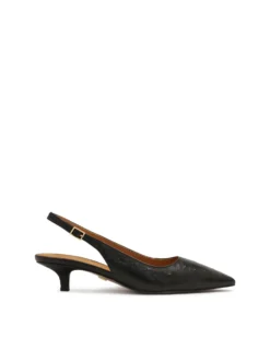 Czarne czółenka z tłoczonej skóry slingback