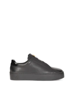Czarne komfortowe sneakersy damskie z licowej skóry