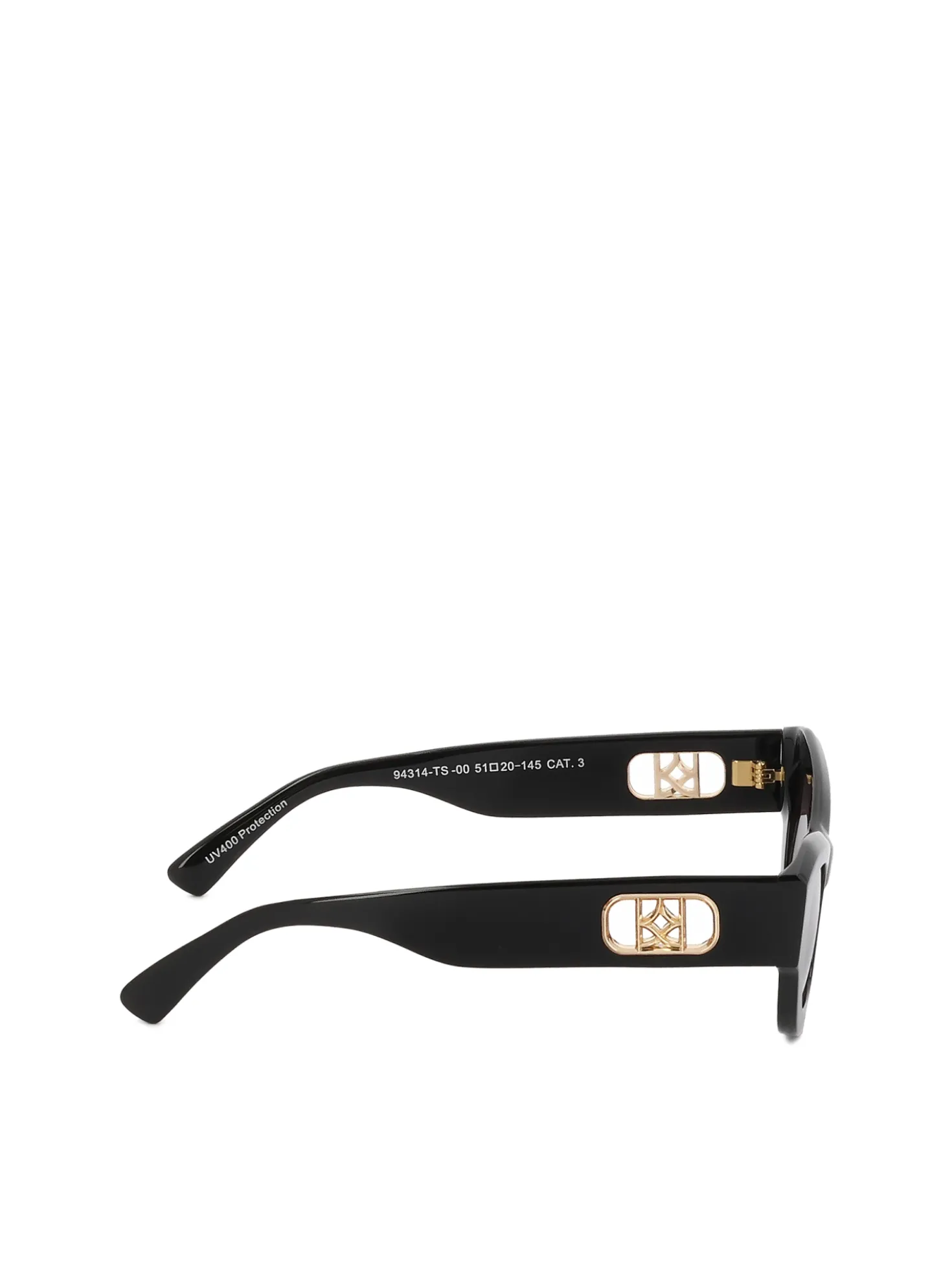 Czarne okulary ze złotymi monogramami