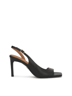Czarne sandały slingback z wyciętą cholewką