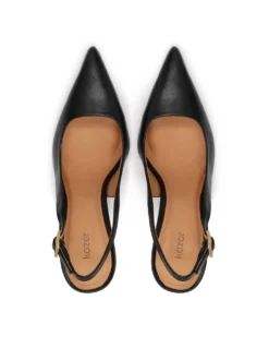 Czarne skórzane czółenka slingback