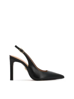 Czarne skórzane czółenka slingback