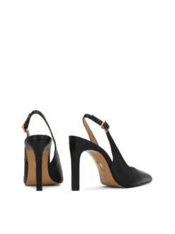 Czarne skórzane czółenka slingback