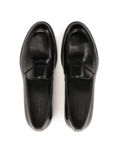 Czarne skórzane męskie penny loafers