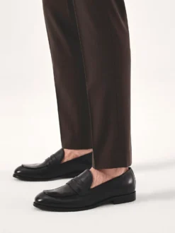 Czarne skórzane męskie penny loafers
