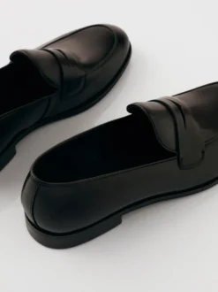 Czarne skórzane męskie penny loafers