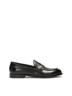 Czarne skórzane męskie penny loafers