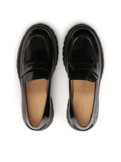 Czarne skórzane półbuty loafersy damskie