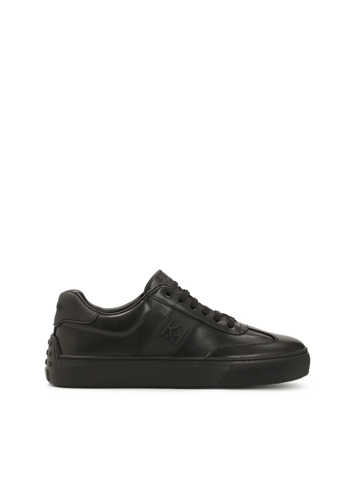 Czarne skórzane sneakersy z gumą na pięcie