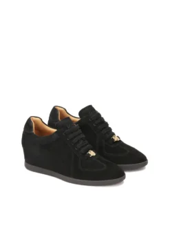 Czarne sneakersy na ukrytym koturnie