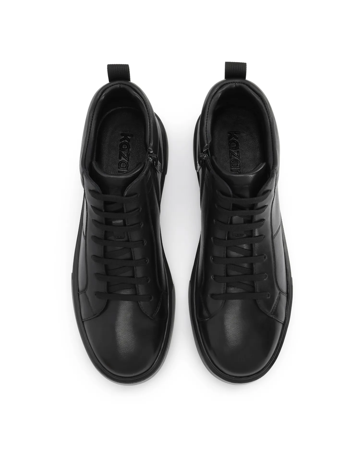 Czarne sneakersy za kostkę z naturalnej skóry