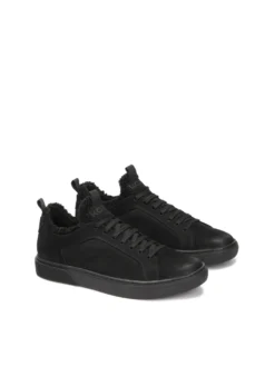 Czarne sneakersy z nubuku i tkaniny