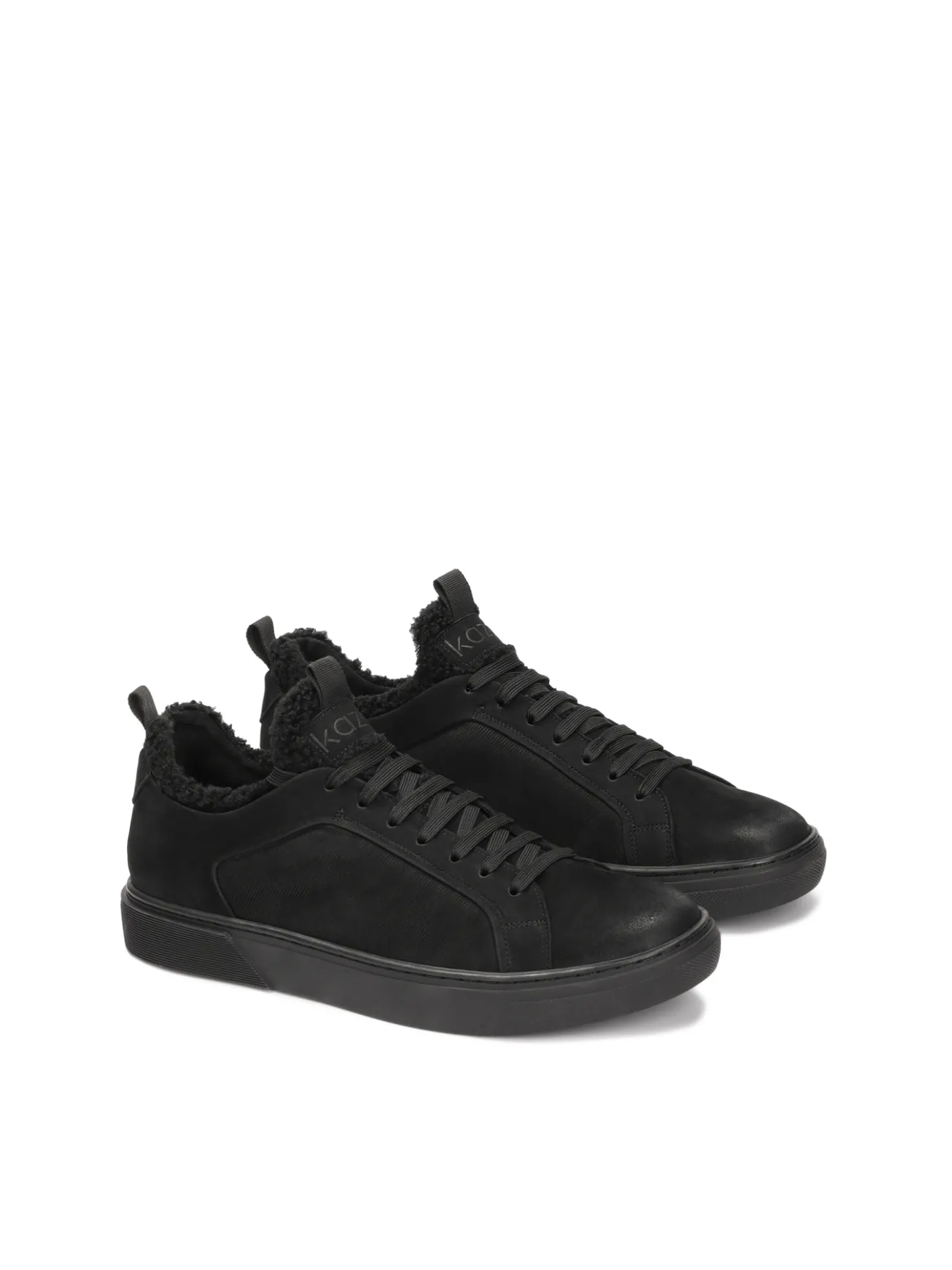 Czarne sneakersy z nubuku i tkaniny