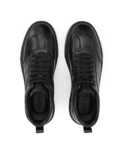 Czarne sznurowane sneakersy ze skóry