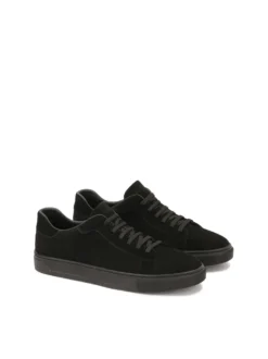 Czarne sznurowane sneakersy z zamszu