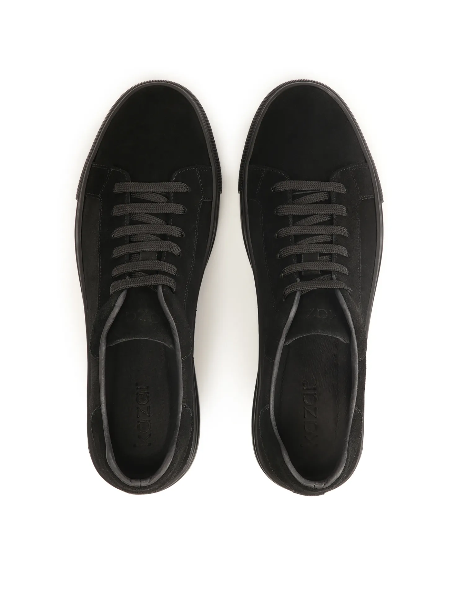 Czarne sznurowane sneakersy z zamszu