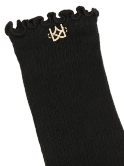 Czarne wysokie skarpety ozdobione monogramem