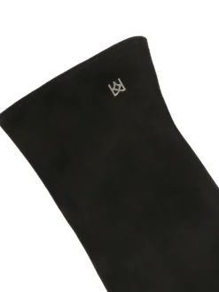 Czarne zamszowe rękawiczki z delikatnym logo