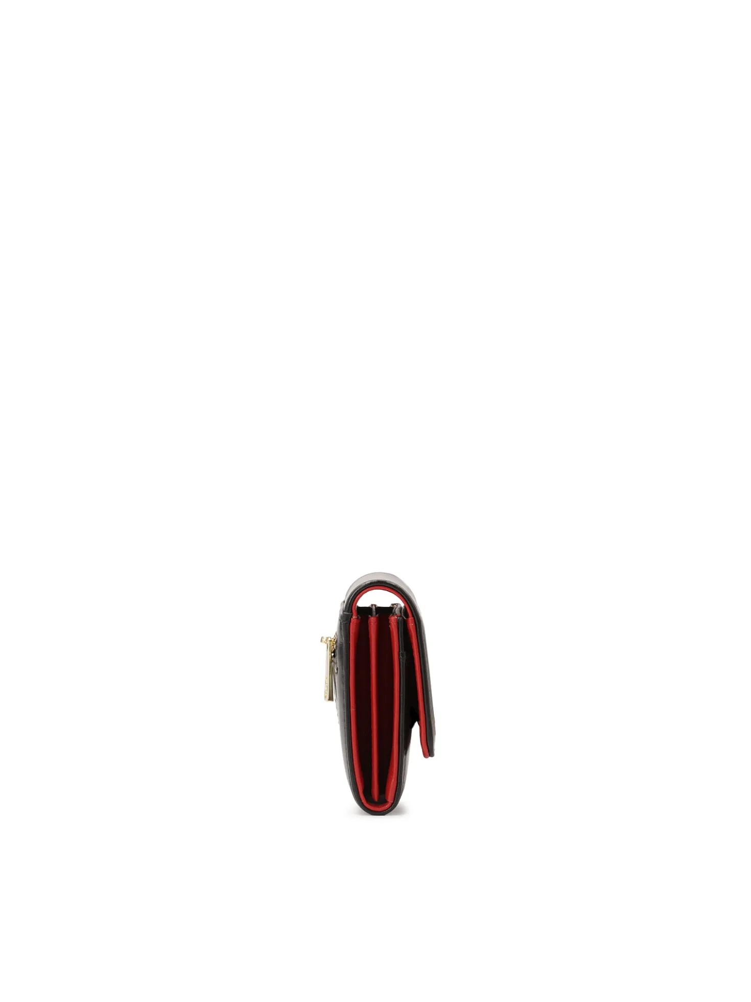 Czarny portfel z czerwonym wnętrzem