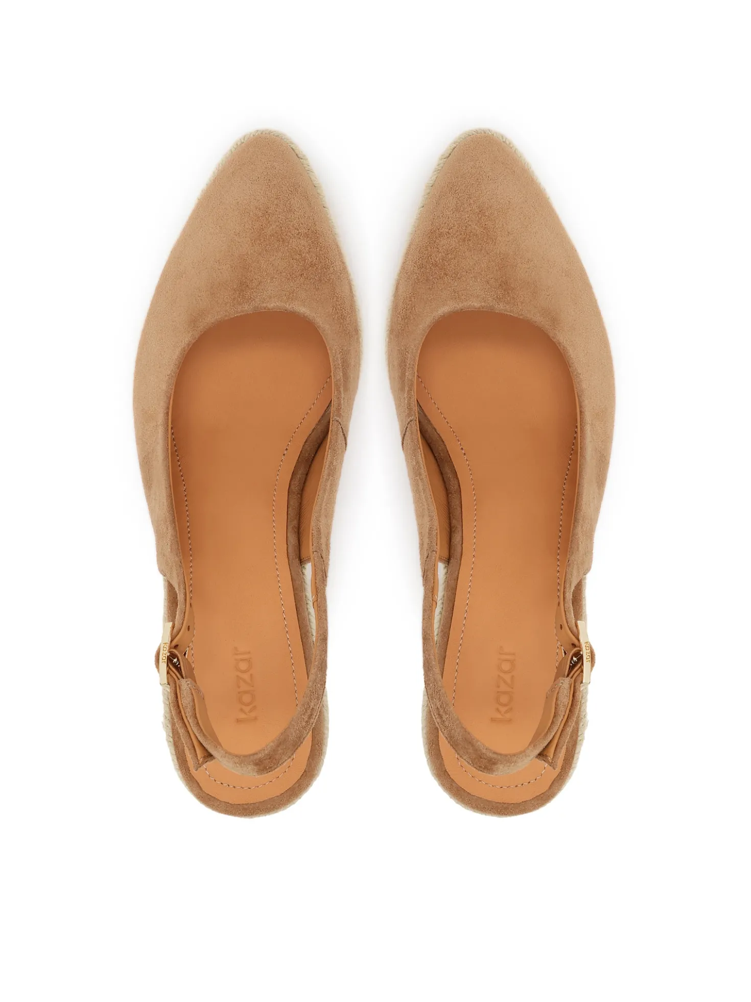 Czółenka slingback ze zdobionym koturnem