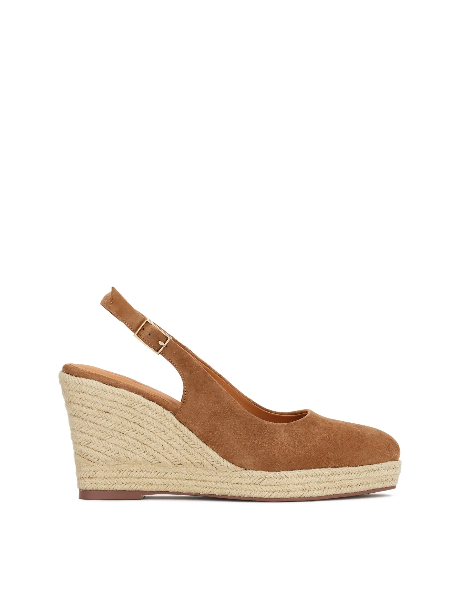 Czółenka slingback ze zdobionym koturnem