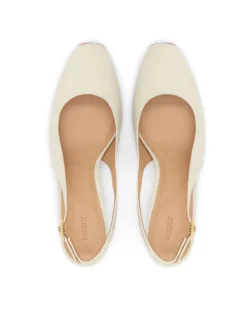Czółenka slingback z jasnej skóry
