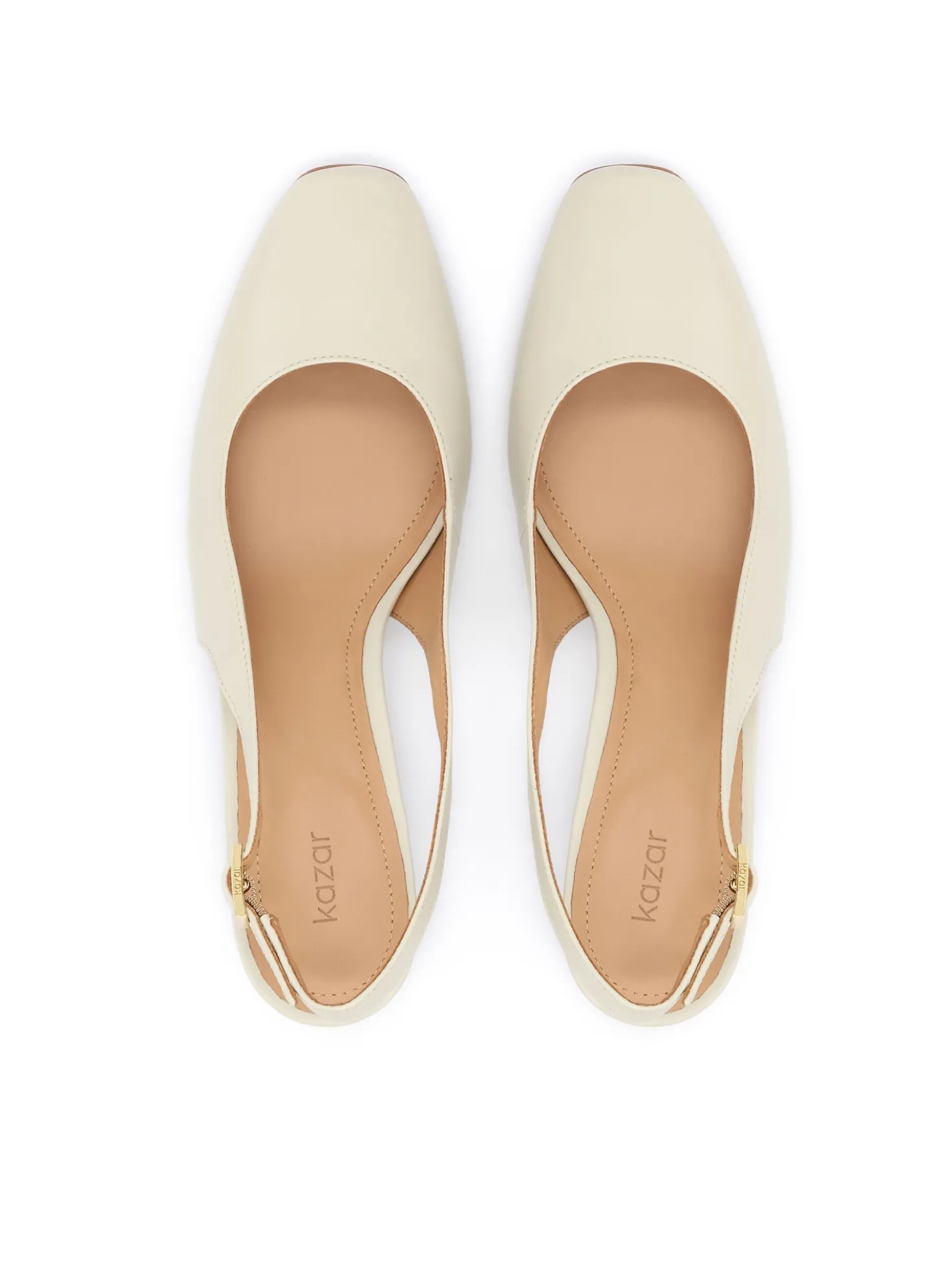 Czółenka slingback z jasnej skóry