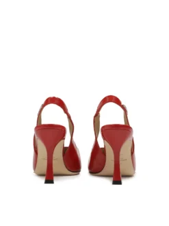 Czerwone czółenka slingback na kielichowym obcasie