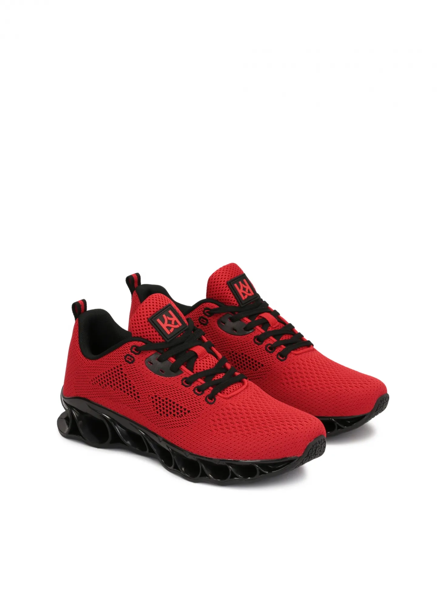 Czerwone sneakersy męskie z przewiewnej tkaniny