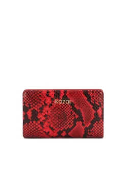 Czerwony portfel ze skóry tłoczonej we wzór snake print