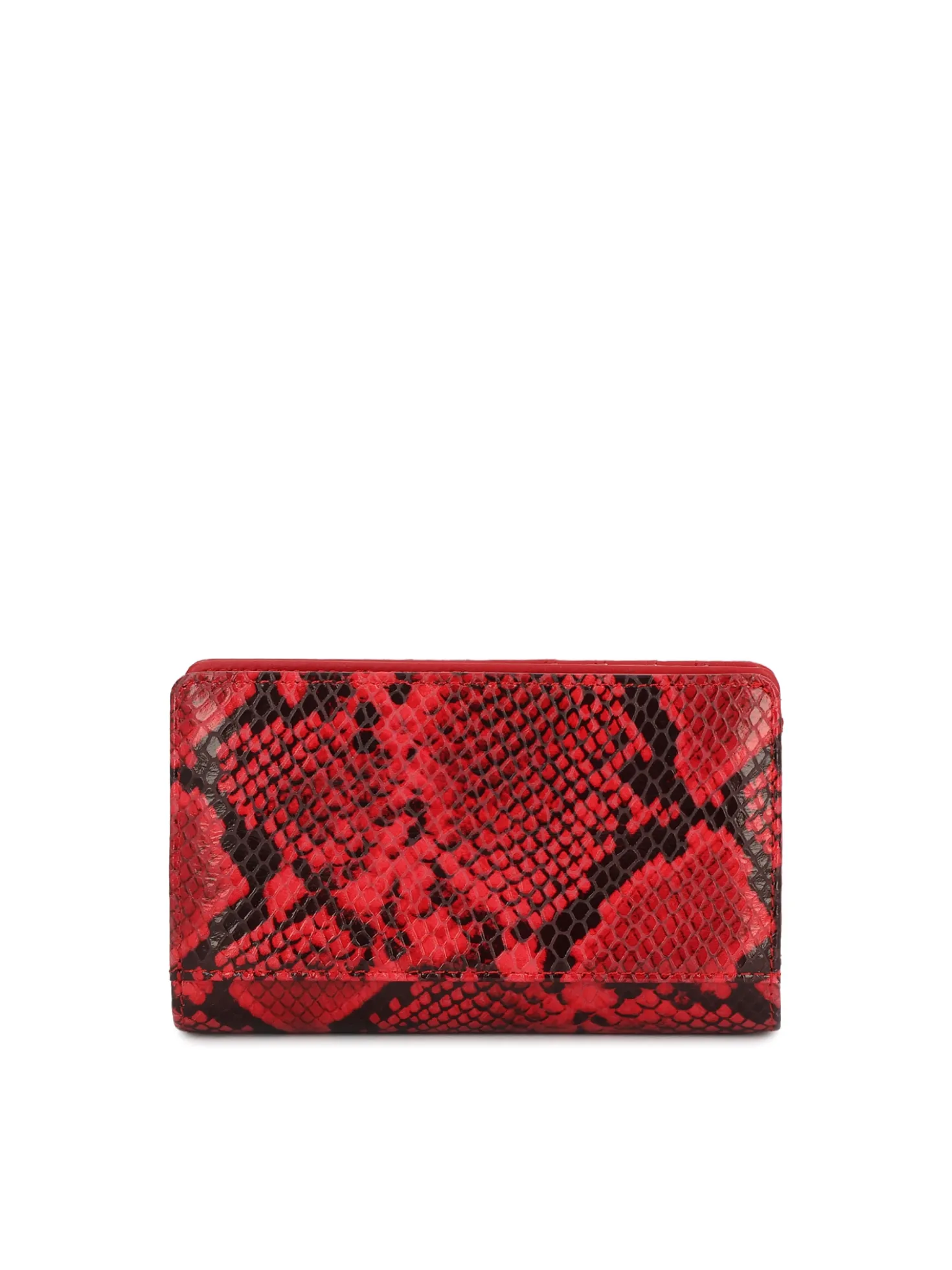 Czerwony portfel ze skóry tłoczonej we wzór snake print