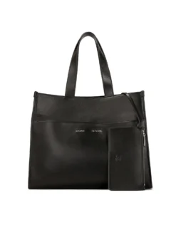 Duża czarna tote bag z saszetką