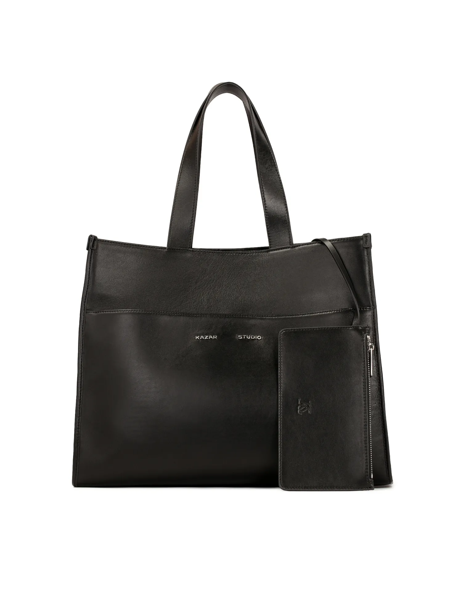 Duża czarna tote bag z saszetką