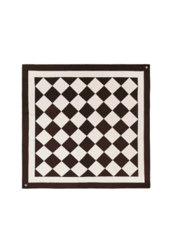 Duża jedwabna apaszka w biało-brązową szachownicę