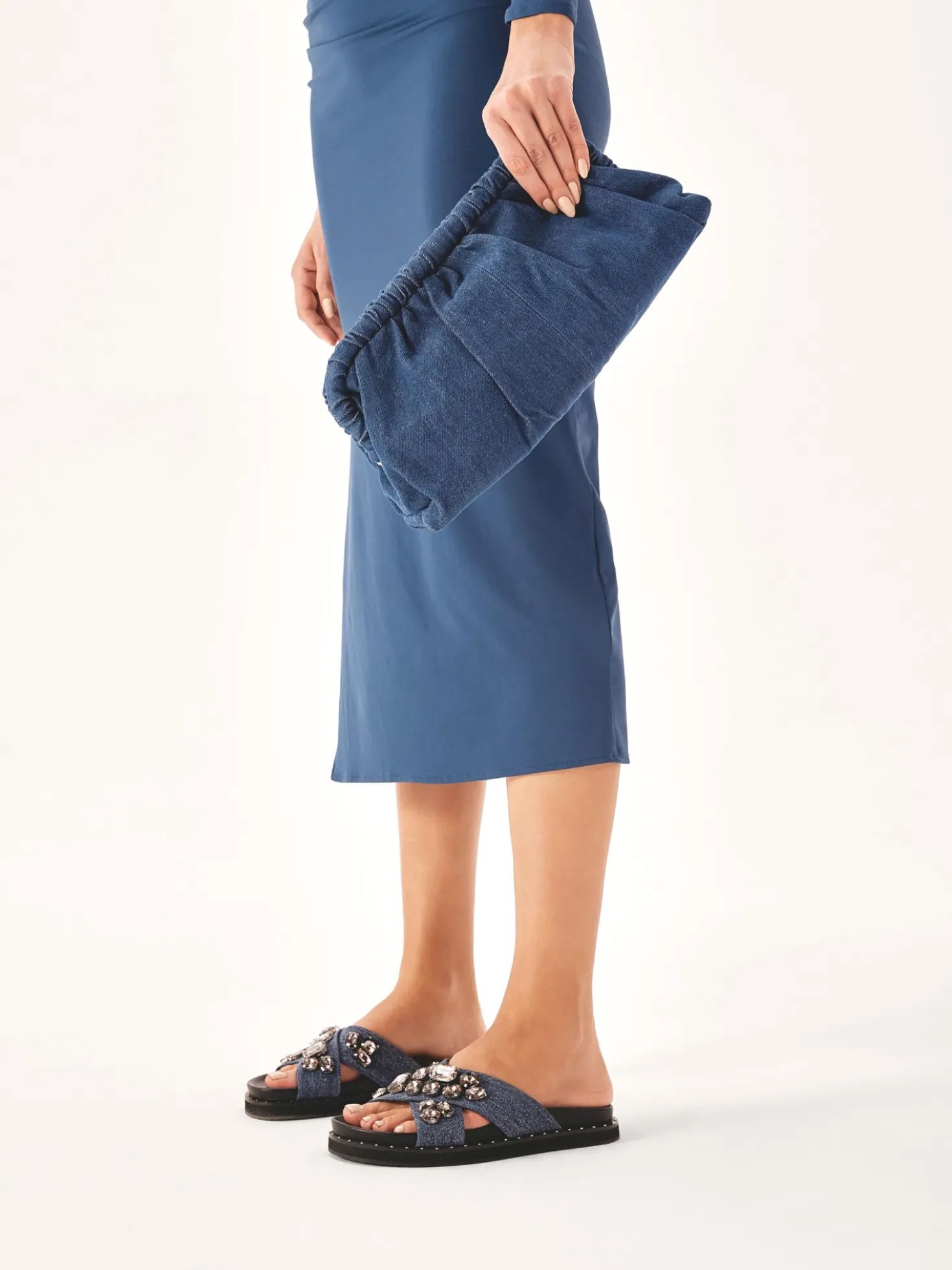 Duża torebka pouch bag z tkaniny denim