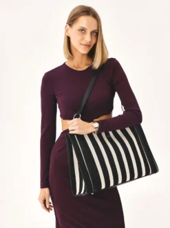 Duża torebka tote bag w paski