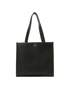 Duża torebka tote bag z czarnej skóry