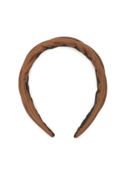 Elegancka skórzana opaska do włosów z małym monogramem