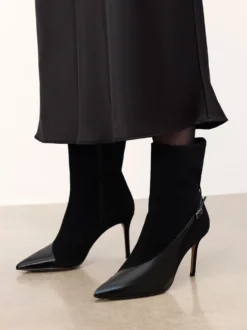 Eleganckie botki z zamszu i lakierowanej skóry