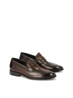Eleganckie brązowe loafersy ze skóry