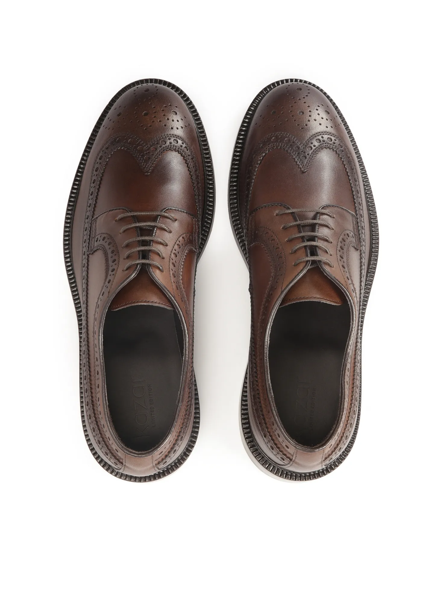 Eleganckie brązowe skórzane buty męskie typu brogue