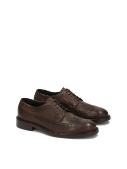 Eleganckie brązowe skórzane buty męskie typu brogue