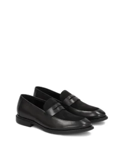 Eleganckie czarne loafersy męskie z licowej skóry i zamszu