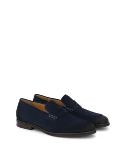 Granatowe loafersy z przecieranego zamszu