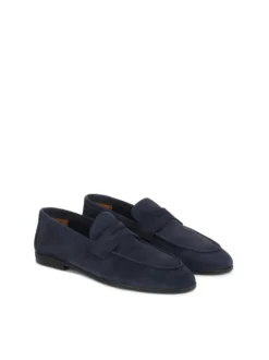 Granatowe loafersy z zamszu