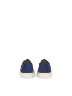 Granatowe półbuty slip on z zamszu